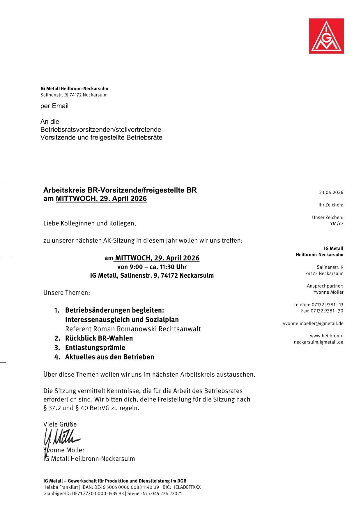 Einladung AK BRV
