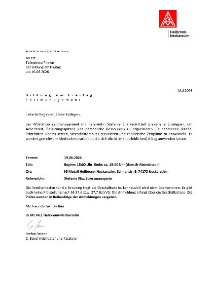 Einladung Bildung am Freitag